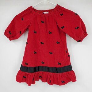 Vintage Just Ducky Made in USA Red Corduroy and Black Scottie Dog Dress‎ Size 4